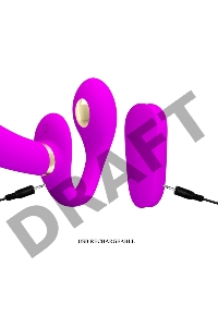 Лиловый безремневой страпон с функцией электростимуляции Thunderbird