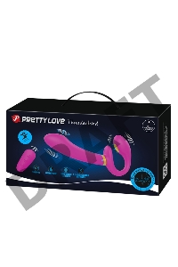 Лиловый безремневой страпон с функцией электростимуляции Thunderbird