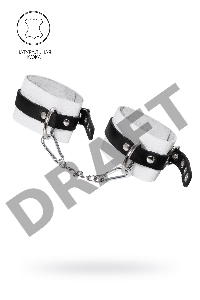 Оковы Pecado BDSM, мягкие, с одним ремешком, с люверсами, натуральная кожа, бело-чёрные