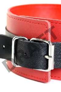 Ошейник TOYFA Theatre красно-черный кожаный с поводком