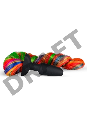 Черная анальная пробка с радужным хвостом Butt Plug With Tail