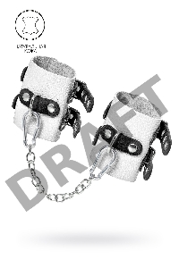 Наручники Pecado BDSM,с двумя ремешками с люверсами, мягкие, натуральная кожа, бело-чёрные