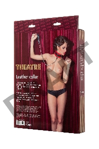 Ошейник TOYFA Theatre красно-черный кожаный с поводком