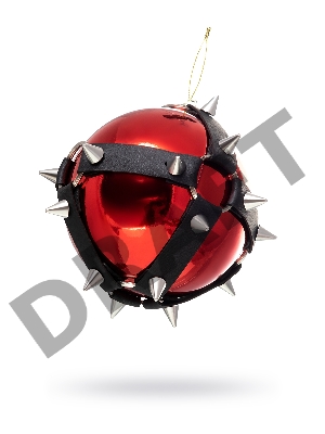 Новогодний шар Pecado BDSM, с шипами, глянцевый, красный, 10 см