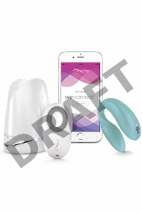 Голубой вибромассажер для пар We-Vibe Sync Aqua на радиоуправлении