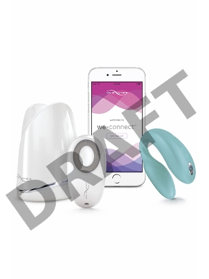 Голубой вибромассажер для пар We-Vibe Sync Aqua на радиоуправлении