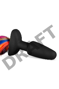 Черная анальная пробка с радужным хвостом Butt Plug With Tail