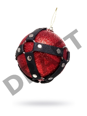 Новогодний шар Pecado BDSM, с клепками, матовый, красный, 10 см