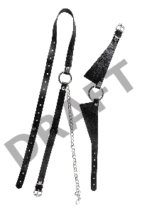 Портупея-чёкер-ошейник Pecado BDSM, с поводком и карабином в виде кольца, натуральная кожа, чёрная