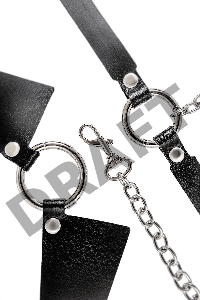 Портупея-чёкер-ошейник Pecado BDSM, с поводком и карабином в виде кольца, натуральная кожа, чёрная