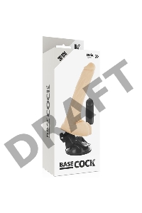 Телесный вибратор на мощной присоске Basecock Realistic Vibrator - 20 см.