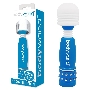 Голубо-белый жезловый мини-вибратор с кристаллами Mini Massager Neon Edition