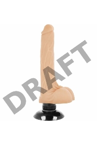 Телесный вибратор на присоске Basecock Realistic Vibrator 2in1 - 18,5 см.
