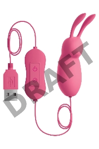 Розовая, работающая от USB вибропуля в форме кролика Cute