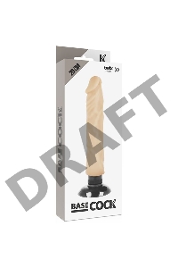 Телесный вибратор на присоске Basecock Realistic Vibrator 2in1 - 20 см.