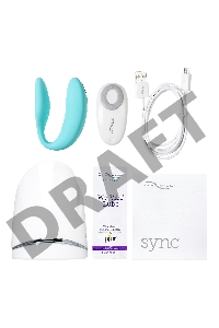 Голубой вибромассажер для пар We-Vibe Sync Aqua на радиоуправлении