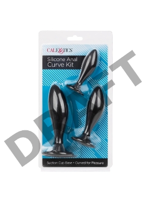 Набор из трех черных анальных пробок Silicone Anal Curve Kit