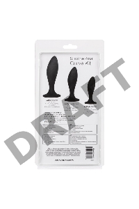 Набор из трех черных анальных пробок Silicone Anal Curve Kit