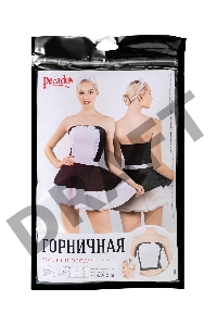 Верхняя часть костюма «Горничная», Pecado BDSM, корсет, головной убор, черно-белый, 46