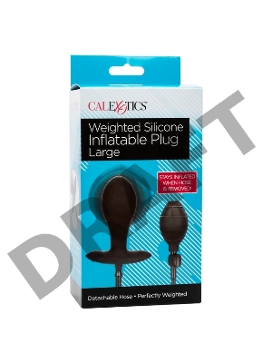 Черная расширяющаяся анальная пробка Weighted Silicone Inflatable Plug Large - 8,25 см.