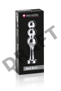 Фаллоимитатор Mystim Bold Boris, электростимуляция, хирургическая сталь, серебряный, 14 см