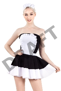 Верхняя часть костюма «Горничная», Pecado BDSM, корсет, головной убор, черно-белый, 46