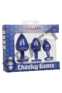Набор из трёх синих анальных пробок с кристаллом Cheeky Gems