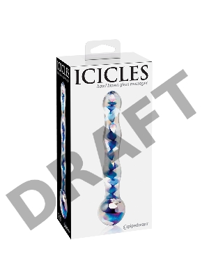 Стеклянный стимулятор Icicles No. 8 - Clear/Blue