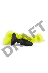 Черная анальная пробка с желтым хвостом Butt Plug With Tail