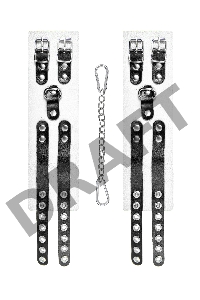 Оковы Pecado BDSM, мягкие, с двумя ремешками, с люверсами, натуральная кожа, бело-чёрные