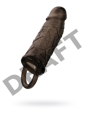 Насадка Toyfa XLover, для увеличения размера с кольцом, TPE, черная, 14,5 см