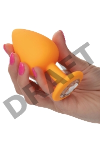 Набор из трёх оранжевых анальных пробок с кристаллом Cheeky Gems