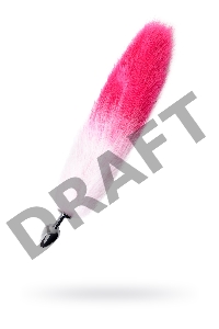 Анальная втулка Metal by TOYFA с бело-розовым хвостом, металл, серебряная, 45 см, Ø 2,7 см