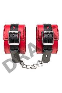 Наручники TOYFA Theatre, кожа, красные, 23 см
