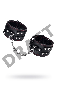 Оковы с двумя ремнями и чернои подкладкои Pecado BDSM, натуральная кожа, черные