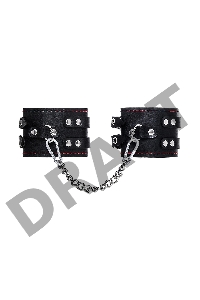 Оковы с двумя ремнями и чернои подкладкои Pecado BDSM, натуральная кожа, черные