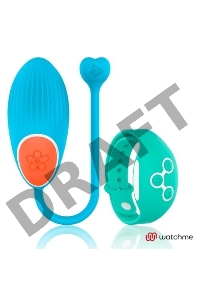 Голубое виброяйцо с зеленым пультом-часами Wearwatch Egg Wireless Watchme