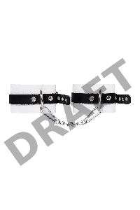 Оковы Pecado BDSM, мягкие, с одним ремешком, с люверсами, натуральная кожа, бело-чёрные