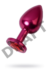 Анальная втулка Metal by TOYFA, металл, красная, с красным кристаллом, Ø3,4 см, 85 г.