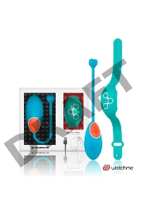 Голубое виброяйцо с зеленым пультом-часами Wearwatch Egg Wireless Watchme