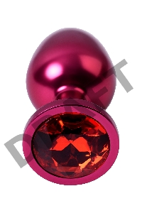 Анальная втулка Metal by TOYFA, металл, красная, с красным кристаллом, Ø3,4 см, 85 г.