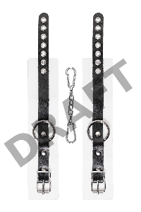 Оковы Pecado BDSM, мягкие, с одним ремешком, с люверсами, натуральная кожа, бело-чёрные