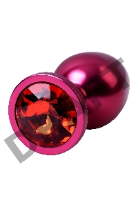 Анальная втулка Metal by TOYFA, металл, красная, с красным кристаллом, Ø3,4 см, 85 г.