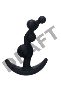 Чёрный анальный стимулятор с шариками Smiling Butt Plug - 8,9 см.