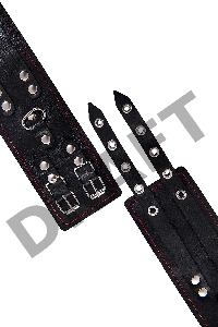 Оковы с двумя ремнями и чернои подкладкои Pecado BDSM, натуральная кожа, черные