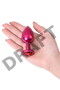 Анальная втулка Metal by TOYFA, металл, красная, с красным кристаллом, Ø3,4 см, 85 г.