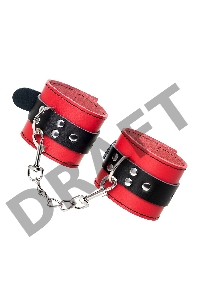 Наручники TOYFA Theatre, кожа, красные, 23 см