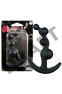 Чёрный анальный стимулятор с шариками Smiling Butt Plug - 8,9 см.