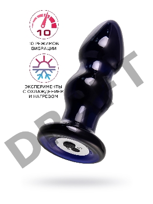Стеклянная вибровтулка Sexus Glass, стекло, синяя, 11 см