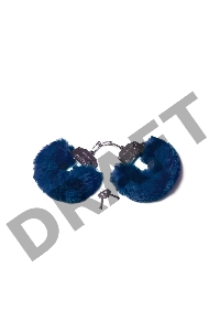 Шикарные темно-синие меховые наручники с ключиками